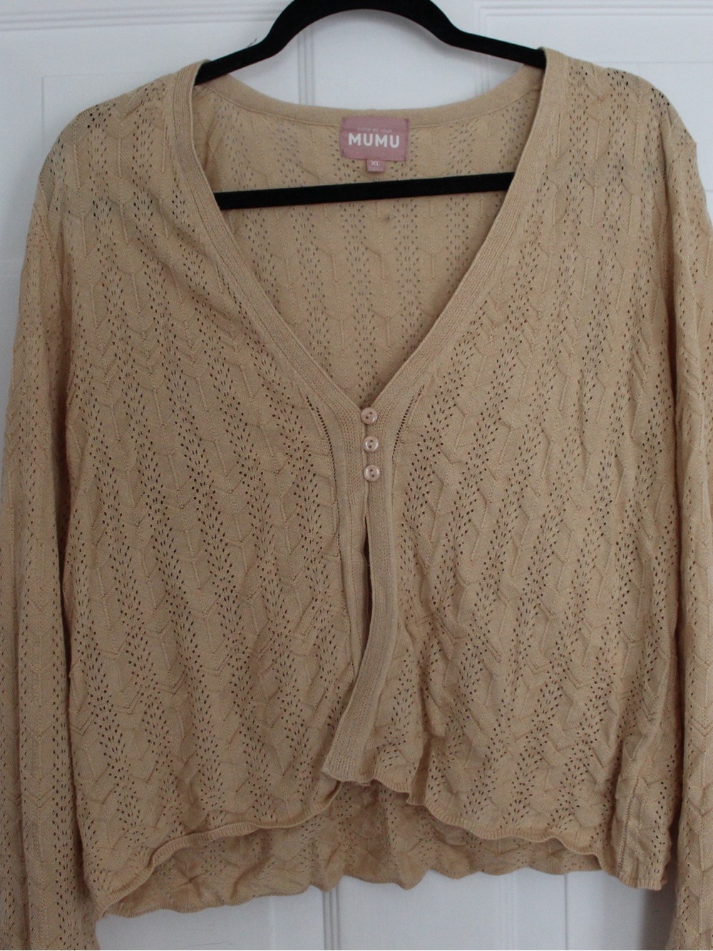 Show Me Your MuMu Beige Crochet Button Cardigan